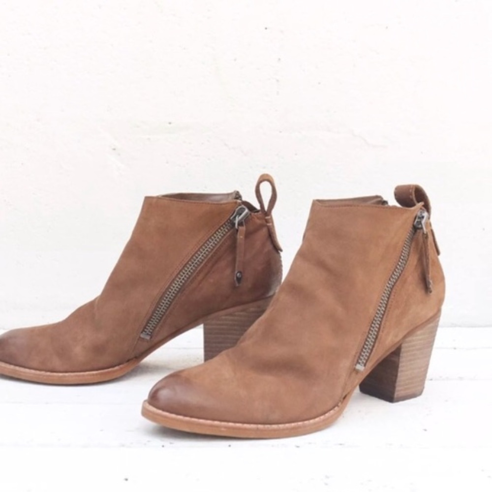 Dolce Vita Brown Leather Double Zipper Bootie